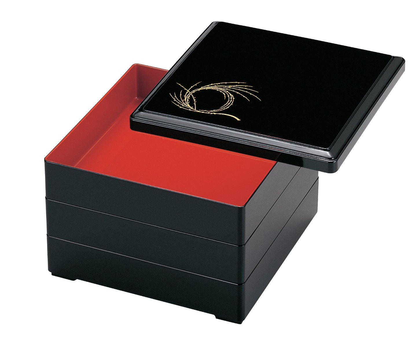 Amazon｜若泉漆器 3段重箱 8寸重 黒内朱塗 柳結び H-161-5A｜重箱